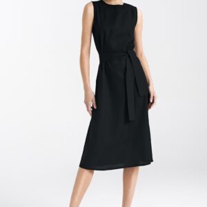 Sukienka lniana bez rękawów S237 Black - Nife