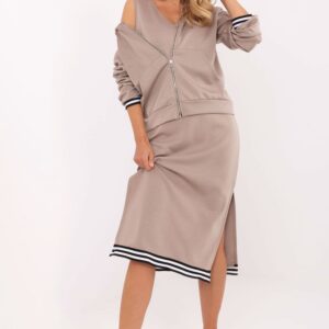 Sukienka Komplet Model IT-KMPL-9719.64 Dark Beige - Rue Paris