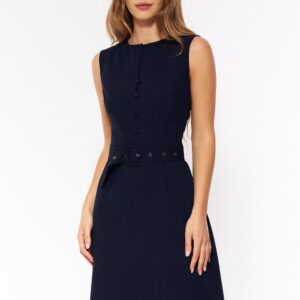 Sukienka Granatowa elegancka sukienka bez rękawów S263 Navy - Nife