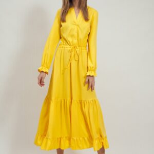 Sukienka Długa żółta sukienka z falbanką S178 Yellow - Nife